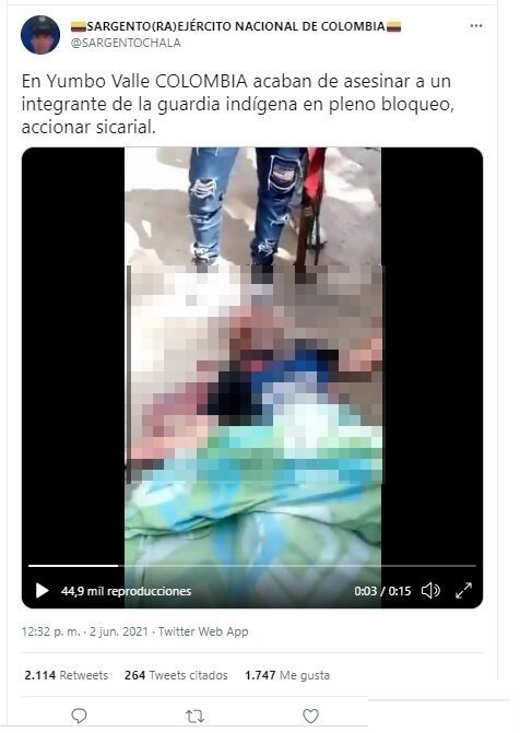 Denuncian asesinato de un manifestante en Yumbo