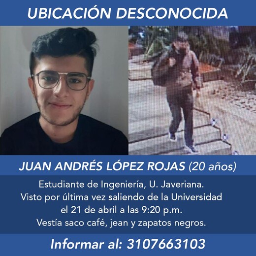 Reportan desaparición de estudiante de la Universidad Javeriana en Bogotá