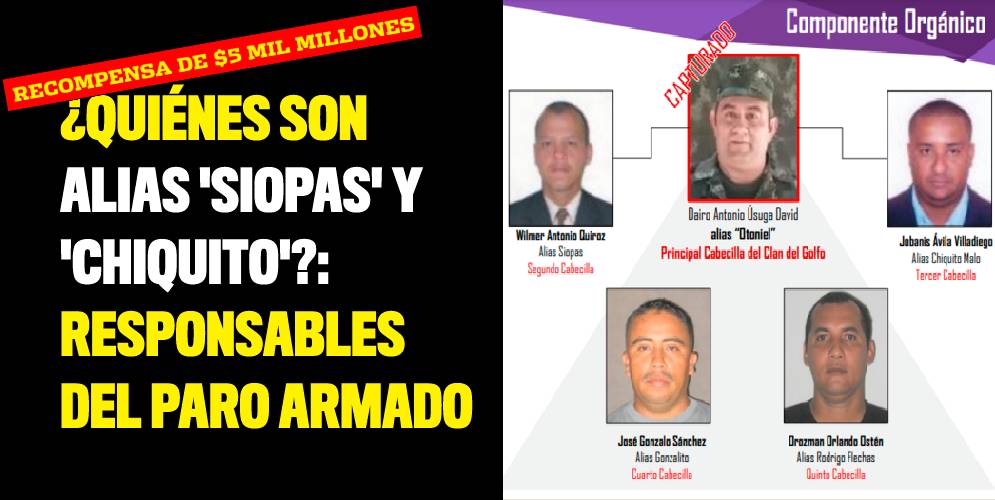 ¿Quiénes son alias 'Siopas' y 'Chiquito' responsables del paro armado