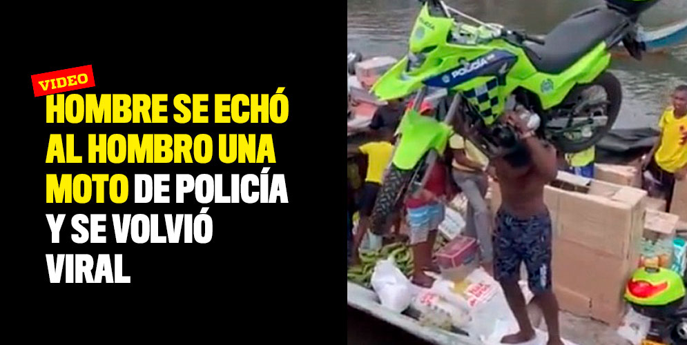 Hombre se echó al hombro una moto de Policía y se volvió viral