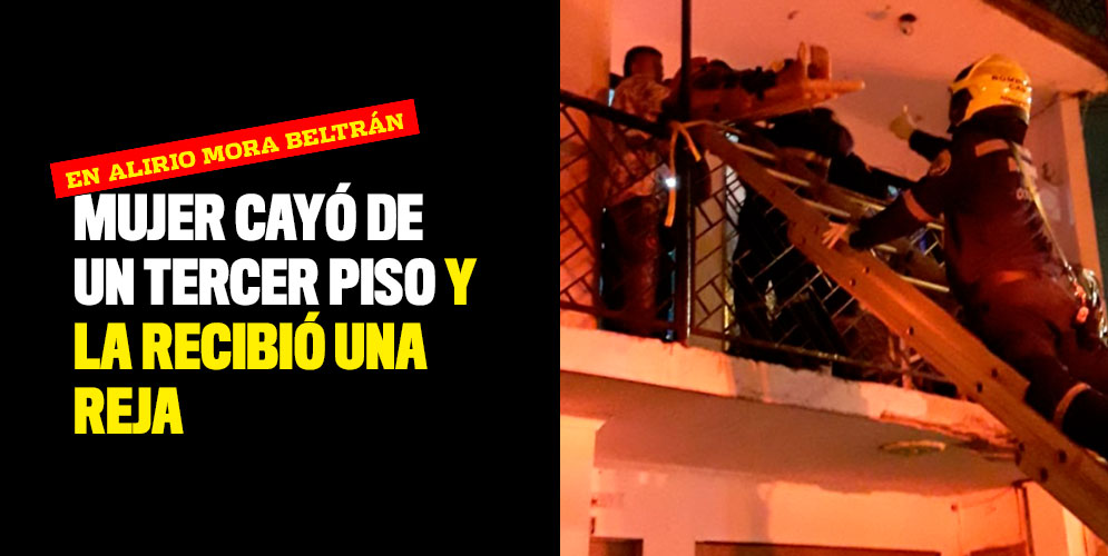 Mujer cayó de un tercer piso y la recibió una reja