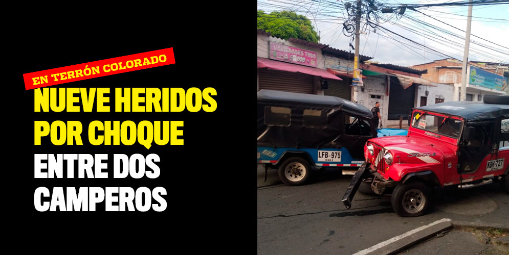 Nueve heridos por choque entre dos camperos en Terrón Colorado