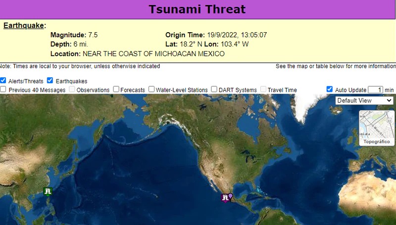 ¡Atención! EE. UU. emite alerta de tsunami tras terremoto en México